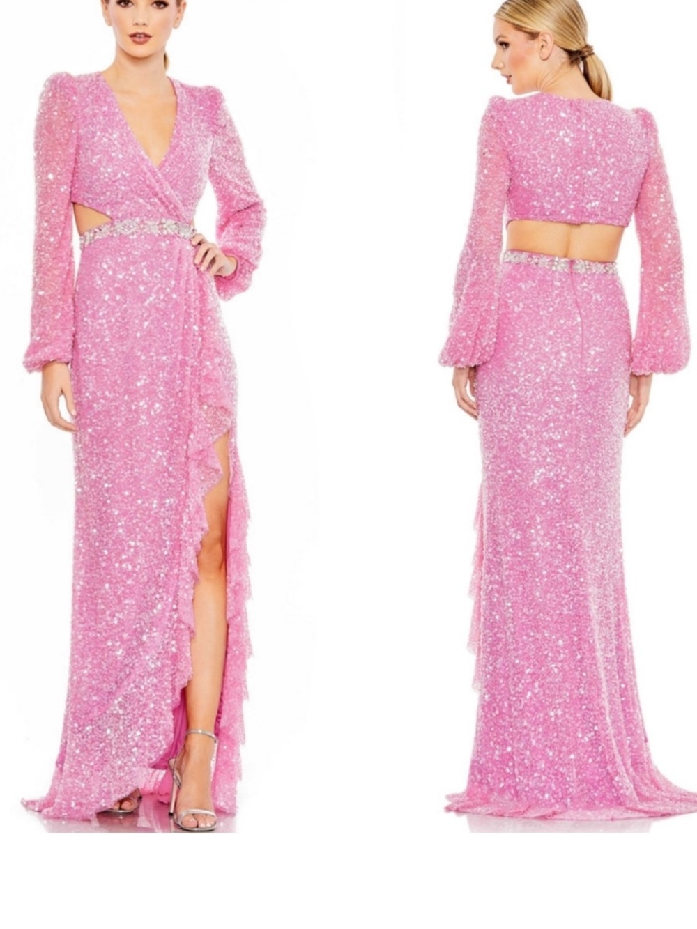 BRAND NEW Mac Duggal Sequined Pink Gown size 2. SOLD OUT SIZE $598 RETAIL - Picture 2 of 7